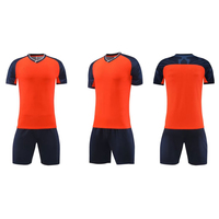 Conjunto de Camiseta de Fútbol Personalizada para Hombre, Cuello en V, Manga Corta, Absorbe la Humedad, Ajuste Atlético, Uniformes para Todas las Temporadas, Color Sólido, Poliéster