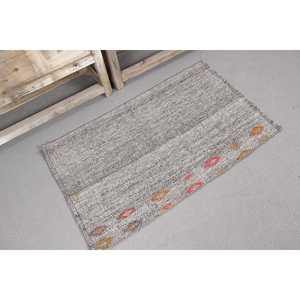 Alfombra Turca Kilim de 2.1x3.3 pies, Alfombra Gris con Diseño de Patchwork, Lana Ecológica con Respaldo de Látex - Product Image 3