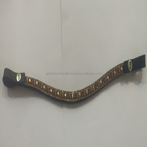 สายรัดคิ้วหนังแท้คุณภาพดีหนังแท้ทรงคลื่นพร้อมกระดุมสแนปสำหรับม้าบังเหียน - Product Image 5