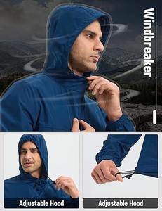 Chaqueta de lluvia empacable para hombre, cortavientos ligero con capucha, resistente al agua, senderismo, viajes, chaquetas reflectantes - Product Image 4