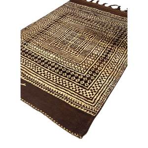 พรมขนสัตว์ถักมือสีเบจและสีน้ำตาลลายเรขาคณิต สำหรับห้องนั่งเล่น ทางเข้าห้องนอน ทางเดิน-Paem-695 - Product Image 2