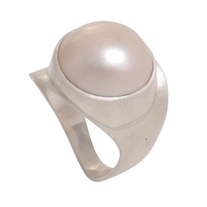 Bague de Cocktail Nouvelle Lune pour Femme en Argent Sterling 925 Perle de Culture Brillante Bijoux Hip Hop à la Mode Occasions de Fête - Product Image 1