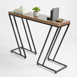 Minimalist <b>Pine</b> Wood & Iron Legs Console <b>Table</b> 120x30x85cm for Living Room Hotel & Bedroom Decor - Product Image 1