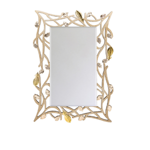Miroir mural moderne portable en métal avec bordure en forme de feuille, forme arrondie, miroir mural décoratif durable - Product Image 5