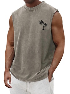 High quality Men summer Clothing and Oversized 100%cotton Sleeveless gym <b>vest</b> and Acid Wash Oversized summer tank Top for men - Product Image 1