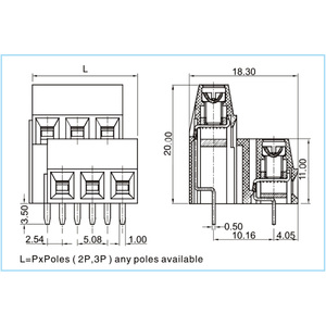 Bloques de Terminales Fijos de 2.54 mm, Bloque de Cableado Cuadrado de 2 y 3 Polos - Product Image 1