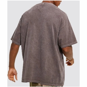 เสื้อยืดสำหรับผู้ชายเสื้อยืดผ้าฝ้ายธรรมดาบ็อกซี่ฟิตแอซิดโอเวอร์ไซส์ล้างกรดซักได้ออกแบบกราฟิกแบบวินเทจ - Product Image 2