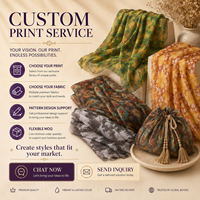Nouveau tissu en mousseline de soie moelleux, imprimé floral personnalisé, sans MOQ, textile léger pour vêtements féminins, artisanat fait main et coussins