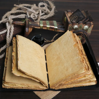 Carnet à feuilles mobiles en cuir vintage noir Harry P, style sorcier magique, fait main, à bords festonnés, couverture rigide, cadeau sorcellerie