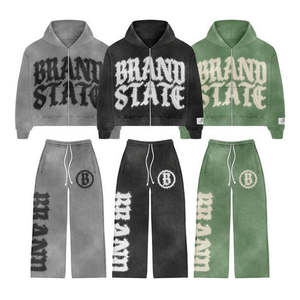 Streetwear personnalisé de qualité supérieure Ensemble de survêtements à capuche unisexe pour la salle de sport et le jogging 100% coton - Product Image 1