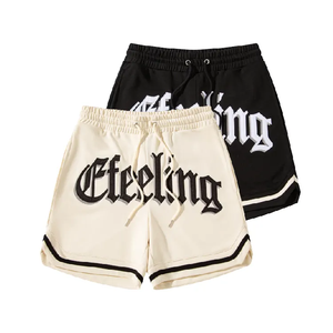 Streetwear Graphic Shorts Men Oversized Hip Hop Cotton Shorts with Gothic <b>Letter</b> Print OEM Custom Logo Factory Supplier - Product Image 1