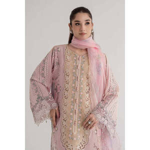 Maria.B. Luxury Light Pink Floral Embroidered Stretchable Cotton Lawn Sari Salwar Kameez Choli Lehenga Choli-<b>Pakistani</b> <b>Dress</b> - Product Image 3
