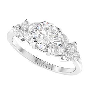 Anillo de Compromiso RITZIN de 2.00CT con Corte Redondo y Estilo Cluster para Mujer, Oro Rosa y Plata, Diseño Bonito - Product Image 3