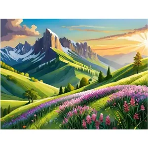 ภาพจิตรกรรมฝาผนังกระเบื้องภูมิทัศน์ในฤดูใบไม้ผลิแบบอิตาลีศิลปะผนังห้องครัวผนังด้วยดอกไม้ภูเขาผลิตภัณฑ์ประเภทภาพจิตรกรรมฝาผนัง - Product Image 1