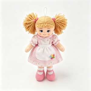 customized <b>twin</b> pigtail cloth <b>doll</b>, pink striped floral apron <b>doll</b>,stuffed girl,fabric plush ornament,Mini hanging rag <b>doll</b> - Product Image 3