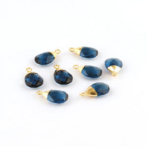 London Blue Quartz Faceted Pear Drop Connector DIY <b>Jewelry</b> <b>Findings</b> <b>Components</b> Gold Electroplated Charm Metal & Brass MM Size - Product Image 2