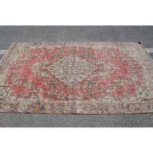 Tapis vintage 5,2 x 9,3 pieds, tapis turc, tapis en laine abstrait rouge - Product Image 2