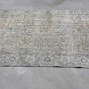 Alfombra turca de 5.6x9.5 pies, alfombra grande vintage, alfombra gris azul con motivos de plantas y árboles - Product Image 4