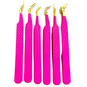 Pince à cils de longueur régulière avec logo entièrement personnalisée à vendre Pince à cils de volume en acier inoxydable de couleur unie - Product Image 6