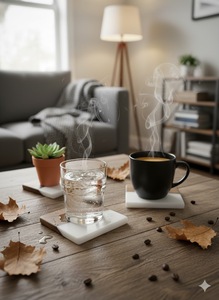 Juego de Posavasos Cuadrados de Nogal con Resina Epoxi, Modernos y de Lujo, Más Vendidos, Diseño Resistente al Calor, Tamaño Personalizado Disponible para un Estilo Elegante - Product Image 3