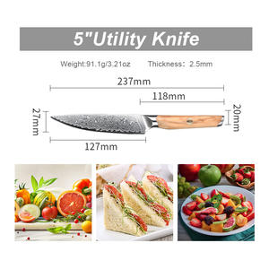 Venta al por mayor personalizado de alta calidad OEM ODM servicio mango de madera de olivo Damasco cuchillo Chef cuchillo multifuncional para uso en la cocina - Product Image 2