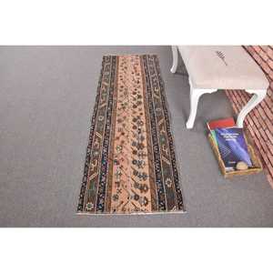 พรมวินเทจ ขนาด 2.1x6.1 ฟุต สีน้ำเงิน-น้ำตาล ลายปะติดปะต่อ ทำจากขนสัตว์ พรมตุรกี - Product Image 1