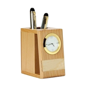Nouveau support de stylo en bois artisanal avec horloge et porte-cartes de visite pour bureau, maison, entreprises, écoles, de qualité supérieure - Product Image 4