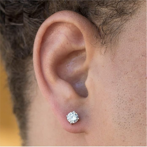 Pendientes de Lujo con Moissanita Redonda para Hombre, 0.3-2ct, Pieza Única, D VVS1 - Product Image 2