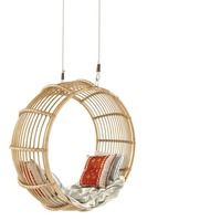 Balançoire ronde en rotin suspendu vietnamien tissé à la main en osier rotin canné suspendu oeuf chaise maison salon jardin patio balançoire