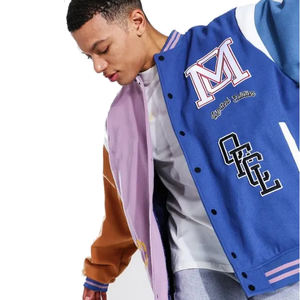 Logo personnalisé Graffiti Baseball manches en cuir broderie coton noir Couple collège Baseball veste Letterman veste pour hommes - Product Image 3