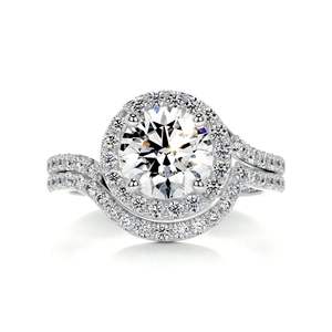 Round Diamond Halo Bridal <b>Set</b> <b>For</b> <b>women</b> - Product Image 3