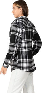 Automne femmes décontracté solide épais polaire flanelle chemise bouton matelassé doublé à manches longues noir - Product Image 3