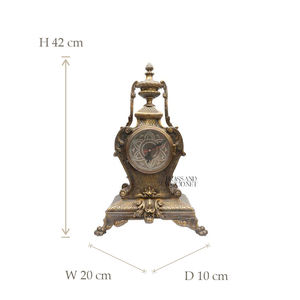 Conjunto de reloj y urna de latón antiguo, diseño decorativo vintage con acabado envejecido adornado para interiores elegantes de casas de lujo - Product Image 5