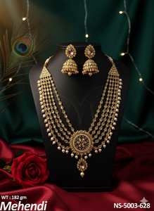 Grand Heavy Polki Jewellery Necklace Set 182gm Perfecto para novias Fiestas de boda y eventos festivos - Product Image 3