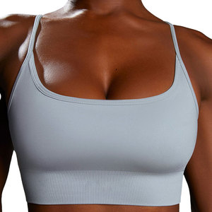 Soutien-gorge de sport sans couture pour femme, col rond, léger et extensible, haut court pour l'entraînement, le yoga, la gym, le fitness, avec bande large – Grande Vente - Product Image 4