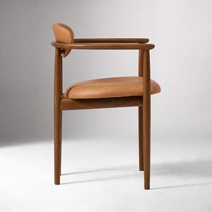 Contemporary Home Arm <b>Dining</b> <b>Chair</b> Solid Wood Frame Faux <b>Leather</b> for Home Office for Apartment Furniture - Product Image 3