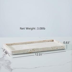 Plateau décoratif rectangulaire en pierre de travertin avec finition texturée naturelle pour la décoration intérieure moderne, élégant et pour l'accentuation d'un intérieur - Product Image 5