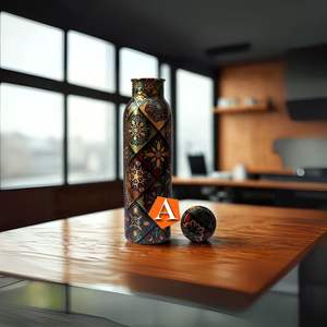 Pure Copper <b>Metal</b> <b>Water</b> <b>Bottle</b> Health Benefits Leak Proof Eco Friendly Handcrafted Design Ideal for Home Office & school - Product Image 2