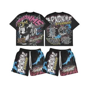 T-shirts personnalisés de haute qualité imprimé épaules tombantes recadrée lavage à l'acide vintage toile solide pour hommes - Product Image 1