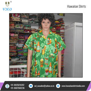 เสื้อฮาวายแขนสามส่วนสำหรับผู้ชาย,เสื้อฮาวายสำหรับวันหยุดพอดีตัวทำจากโพลีเอสเตอร์ - Product Image 6