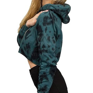 Diseño personalizado uso al aire libre mujeres Crop Top sudaderas con capucha de color sólido cómodo mujeres Crop Top sudaderas con capucha - Product Image 4