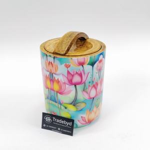 โถผลไม้แห้งพิมพ์ลายเคลือบไม้หรูหราพร้อมด้ามจับโค้งสำหรับการจัดเก็บที่ทันสมัยโดย tradebyd - Product Image 1