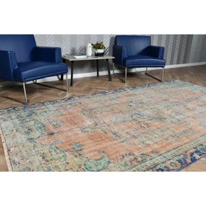 Alfombra Turca Vintage de Lana Azul, 5.3x9.7 pies (163x296 cm) - Product Image 4