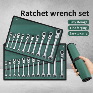 15pcs Flex Head Ratcheting <strong>Wrench</strong> <strong>Set</strong> Metric Ratchet <strong>Combination</strong> <strong>Wrenches</strong> Repair Tool - Product Image 2