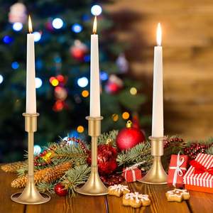 Customized Gold Plated Metal Taper Candle Holder for Home and Wedding Festive <b>Christmas</b> Decorative Tabletop Candles - Product Image 1
