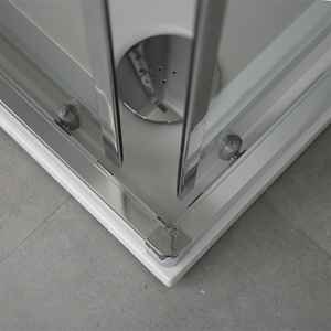 Cabine de douche carrée transparente Ferrara au design moderne 80x80 avec ouverture coulissante, rideau de douche de style contemporain - Product Image 3