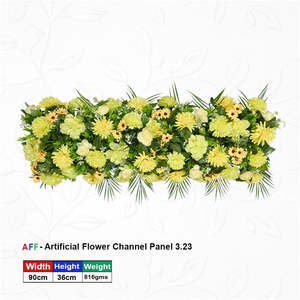Panel Floral Artificial Radiante en Tonos Amarillo y Crema, Estilo Dalia y Rosa, 90cm, Tropical - Product Image 1