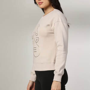 Sweat-shirt 100% coton de qualité supérieure pour femme au meilleur prix, col rond à manches longues imprimé de logo personnalisé pour les saisons d'hiver et d'automne - Product Image 2