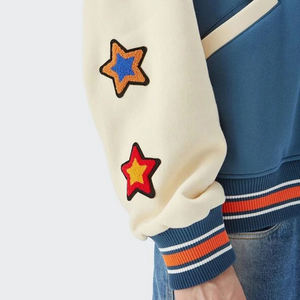 Chaquetas de Material de lana de color azul con chenilla, parches bordados personalizados, 2023 - Product Image 5