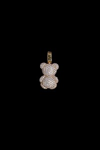 Collar con colgante de oso de peluche con diamantes de moissanita incoloros en plata 925, joyería hip hop, fabricante de la India. - Product Image 2